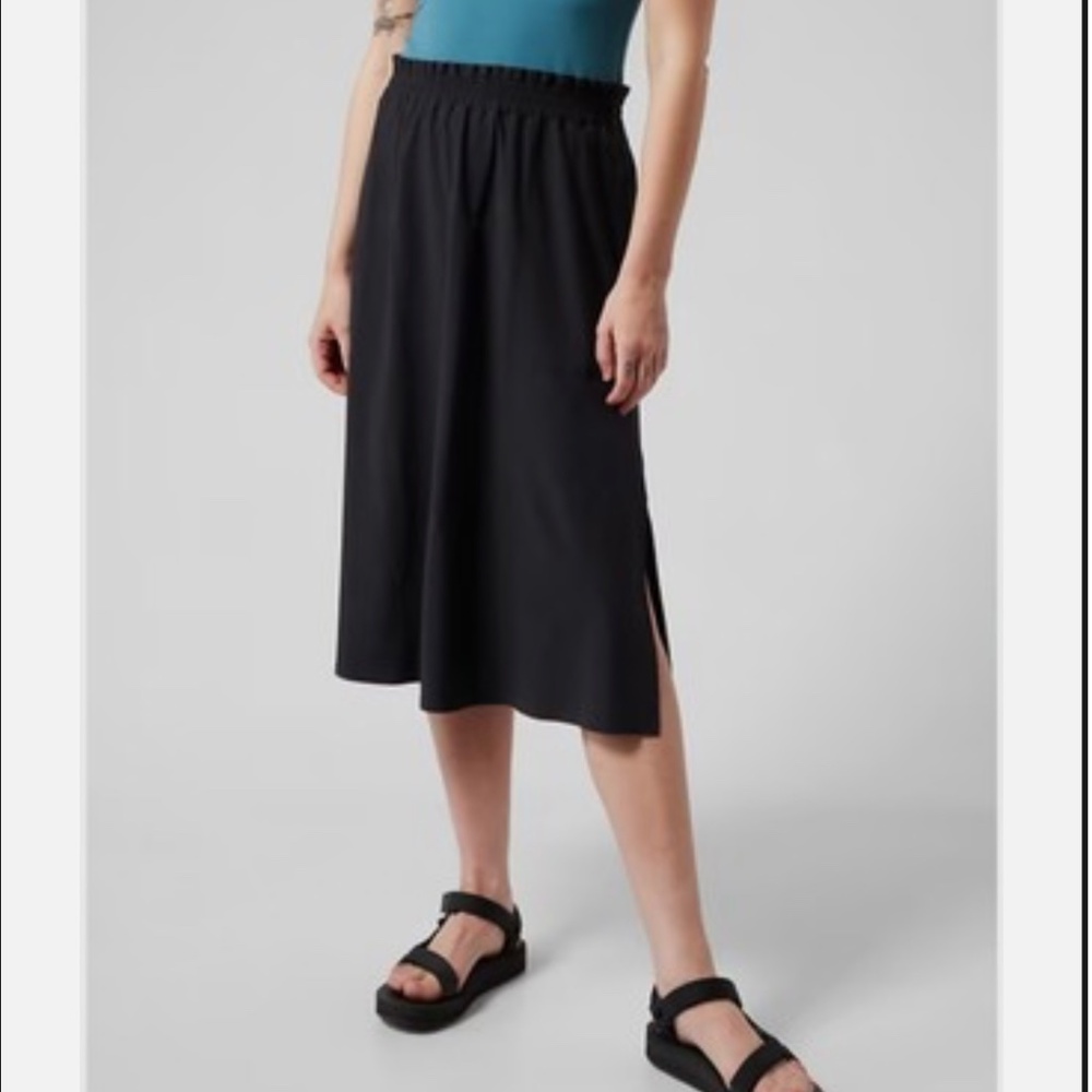 Athleta Black Savannah Midi Length Skirt UPF